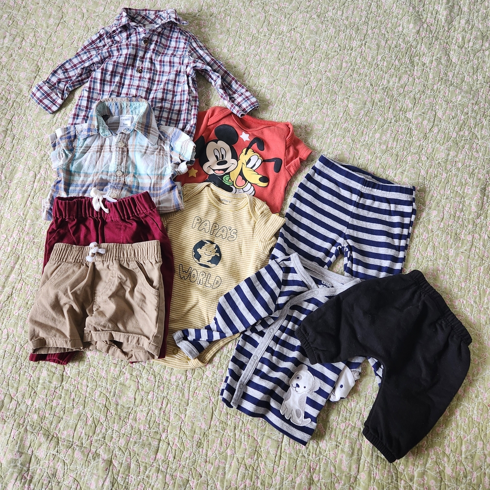 Bundle Of 9 Pieces Carter's And Others Brand Kids Skirt - Blue and White Stripes